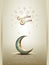 Islamic greetings ramadan kareem card design with golden blue crescent moon