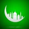 Islamic holy month Ramadan emblem with moon and mosque