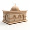Islamic House With Dome 3d Rendering - Carved Religious Icons Style