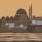 Islamic Istanbul City With Marmara Sea Vector Illustration