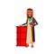 islamic man with notepad standing near oil barrel cartoon vector