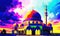 Islamic Masjid Mosque banner for Ramadan Kareem and Eid Mubarak Greetings for Muslim Islamic Festival. Generative AI