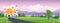 Islamic Panoramic landscape illustration, Ramadan Mubarak natural banner