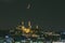 Islamic photo. Crescent moon and Suleymaniye Mosque at night