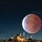 Islamic photo. Suleymaniye Mosque and lunar eclipse