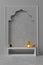 Islamic product display mock up. Podium, crescent moon, lantern, gift box. Ramadan, Islamic New Year. 3D rendering