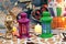Islamic Ramadan fanous lanterns isolated on a blurred background of colors and lights, Ramadan month background