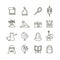 Islamic religion vector thin line icons