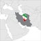 Islamic Republic of Iran Location Map on map Asia. 3d Iran flag map marker location pin. High quality map of Iran.