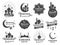 Islamic sticker badge. Included the badges as Ramadan kareem collection, mosque icon, Moon, Star, Muslim celebrate, religion relat