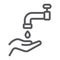 Islamic wudu line icon, arabic and prayer, hand wash sign, vector graphics, a linear pattern on a white background.