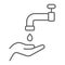 Islamic wudu thin line icon, arabic and prayer, hand wash sign, vector graphics, a linear pattern on a white background.