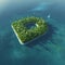 Island Alphabet. Paradise tropical island in the form of letter D