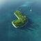 Island Alphabet. Paradise tropical island in the form of letter J