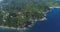 Island Beach Coast Hill Chain Aerial View. Panoramic Isle Seaside Ocean Beach Landscape Forest Tree