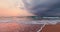 Island beach sunrise and soothing waves on the sea shore sand panoramic nature video