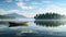 An island of calm boat on a mirror lake