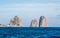Island of Capri, Italy. Faraglioni, famous sea stacks, off the coast.