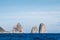 Island of Capri, Italy. Faraglioni, famous sea stacks, off the coast.