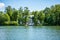 The island at the center of the Great Pond,The Catherine Palace , a Rococo palace, the summer residence of the Russian tsars. St.