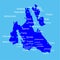 Island of Cephalonia in Greece vector map silhouette and Ithaca island near the Kefalonia.