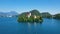 Island with chapel on lake Bled in Slovenia