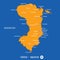 Island of chios in Greece orange map and blue background