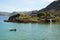 Island with fishing village in the middle of fjord