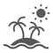Island glyph icon, travel and tourism, palm trees