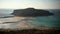 Island Gramvousa and the beautiful Balos beach on sunset in Crete island