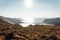 Island Gramvousa and the beautiful Balos beach on sunset in Crete island