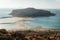 Island Gramvousa and the beautiful Balos beach on sunset in Crete island