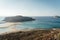 Island Gramvousa and the beautiful Balos beach on sunset in Crete island