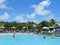 Island of Grand Turk - March 9, 2017 - vacationers enjoyed the pool at the Grand Turk islands - editorial use only