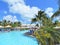 Island of Grand Turk - March 9, 2017 - vacationers enjoyed the pool at the Grand Turk islands - editorial use only