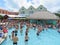 Island of Grand Turk - March 9, 2017 - vacationers enjoyed the pool at the Grand Turk islands - editorial use only