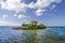 The island of Hispaniola, Dominican Republic. View from the island of Cayo Levantado to the Gulf of Samana