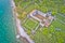 Island of Krk Fulfinum Mirine basilica ruins near OmiÅ¡alj aerial view