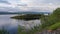 Island in Lake Tornetrask in Abisko National Park in Sweden