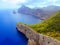 Island landscape, seascape of Mallorca Spain, idyllic coastline of Cala Rathada, Mediterranean Sea