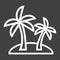 Island line icon, travel and tourism, palm trees