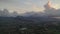 Island of Mauritius, view from a drone magnificent clouds and the city at sunset