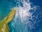 Island in the Ocean and a Boat Trimaran. Aerial View