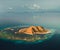 Island among the ocean. Komodo. Aerial drone shot.