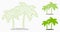 Island Palms Vector Mesh Network Model and Triangle Mosaic Icon