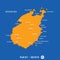 Island of paros in Greece orange map and blue background