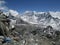 Island Peak and frozen lake Imja Tsho,