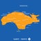 Island of Samos in Greece orange map and blue background