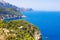 Island scenery, seascape of Mallorca Spain. Idyllic coastline of Majorca, Mediterranean Sea on sunny day