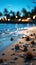 Island serenity Sand, palm, bokeh backdrop portray vacation concept, offering copy space